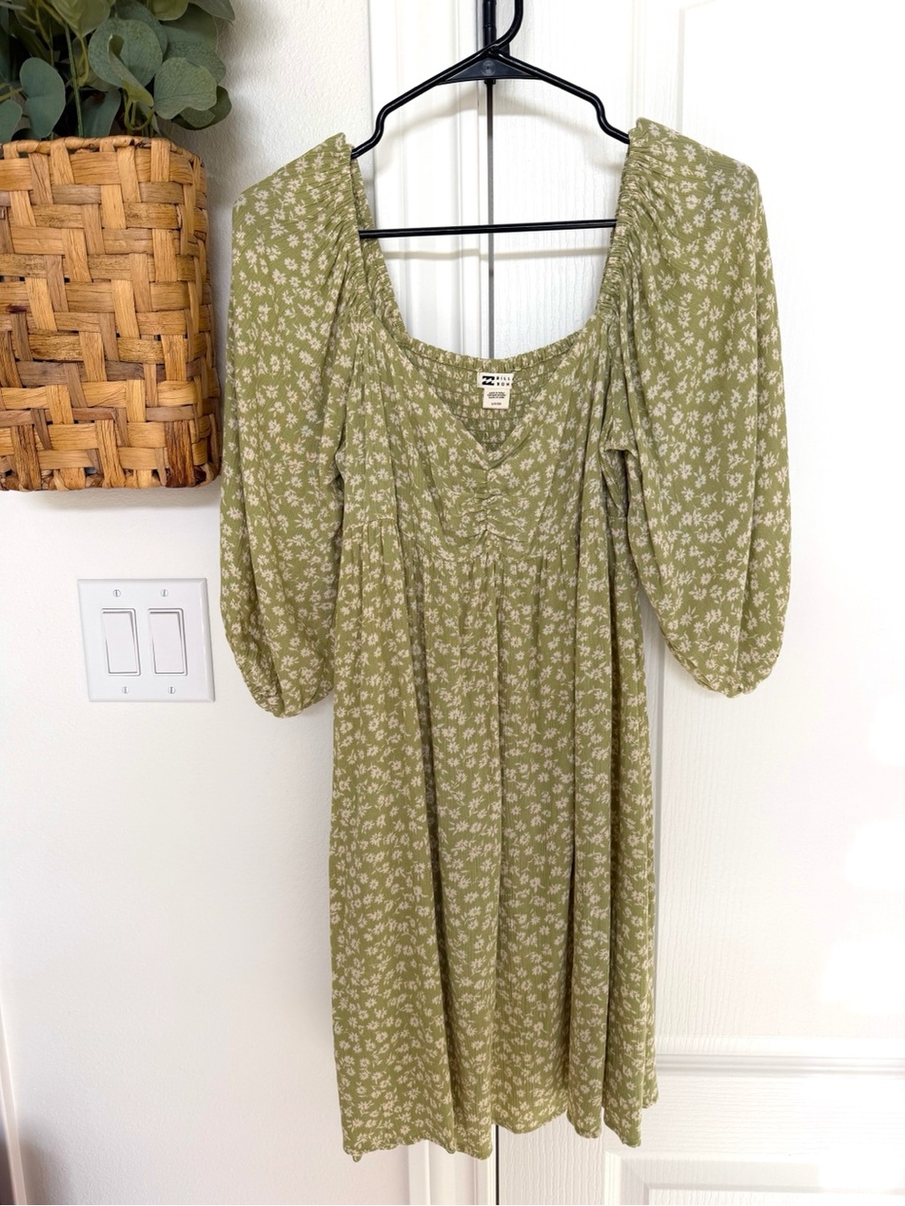 Billabong Olive Green Floral Midi Dress